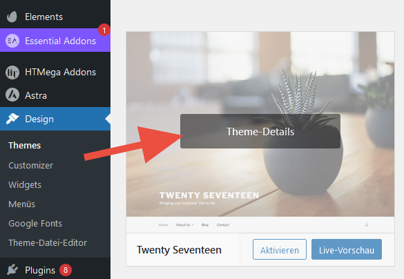 WordPress Theme loeschen